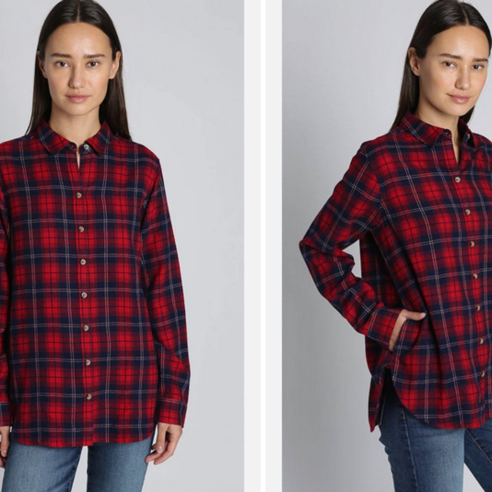 NEW WITH TAGS RED AND BLUE FLANNEL SHIRT JACHS GIRLFRIEND